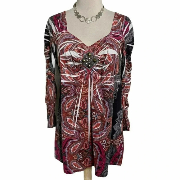 Style & Co‎ L multicolor paisley boho top - Picture 1 of 6